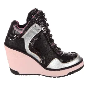 Irregular Choice Womens Home Run Wedge Trainer - Black
