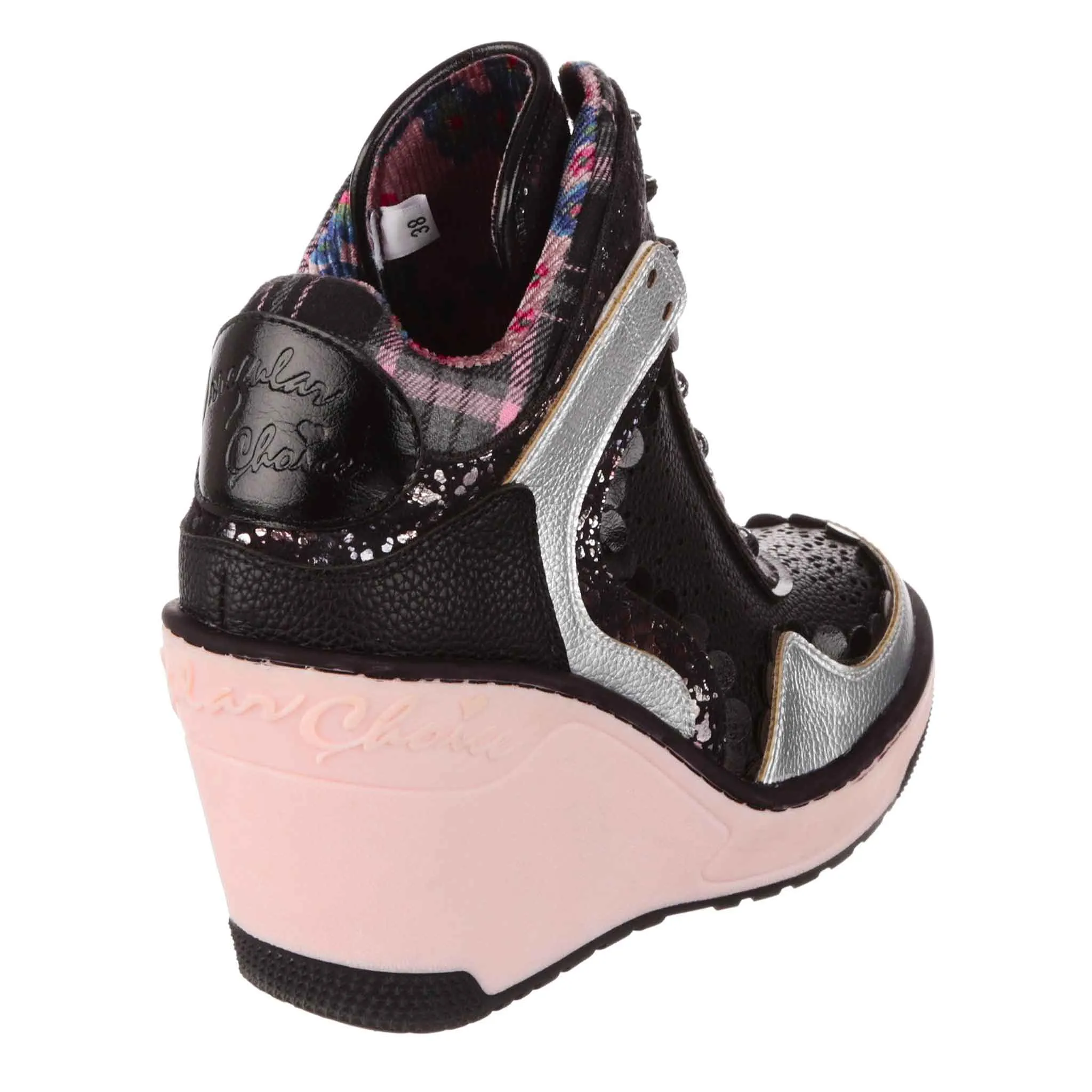 Irregular Choice Womens Home Run Wedge Trainer - Black