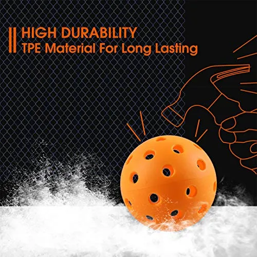 IUZIT Outdoor Pickleball Balls 40 Holes Specifically Designed for Pickleball Sport, High-Vis Optic Orange/Yellow Pickleballs USAPA Approved for Outdoor & Indoor Use