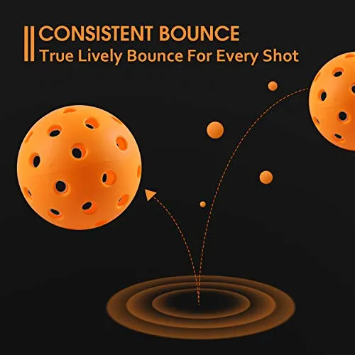 IUZIT Outdoor Pickleball Balls 40 Holes Specifically Designed for Pickleball Sport, High-Vis Optic Orange/Yellow Pickleballs USAPA Approved for Outdoor & Indoor Use