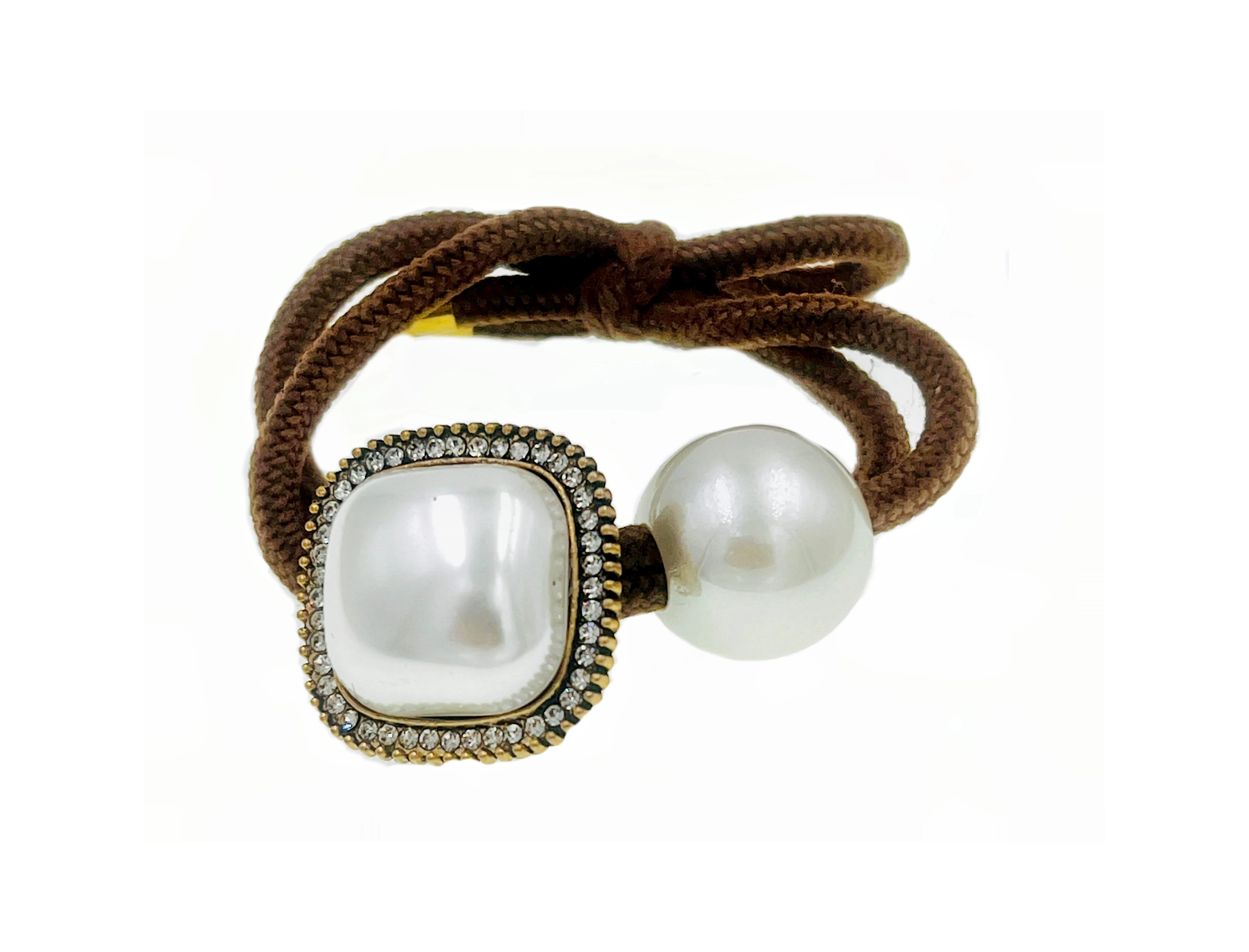 Jolene Masson Handmade Pearl Ponytail Holder Scrunchie Crystal Hair Rope Wrap A5