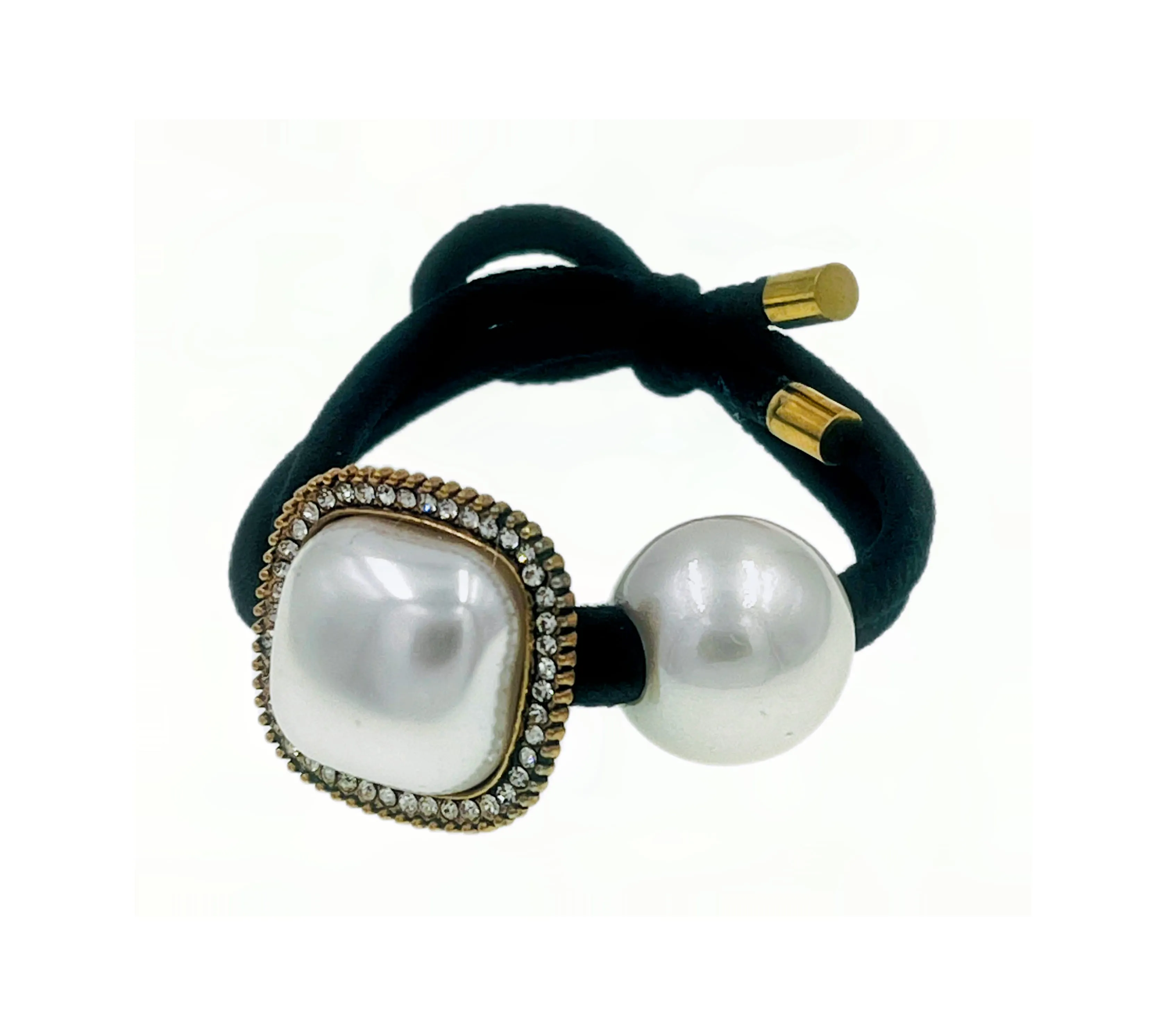Jolene Masson Handmade Pearl Ponytail Holder Scrunchie Crystal Hair Rope Wrap A5