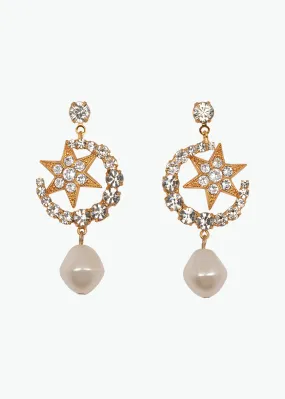 Kepler Earrings -- Crystal Antique Gold