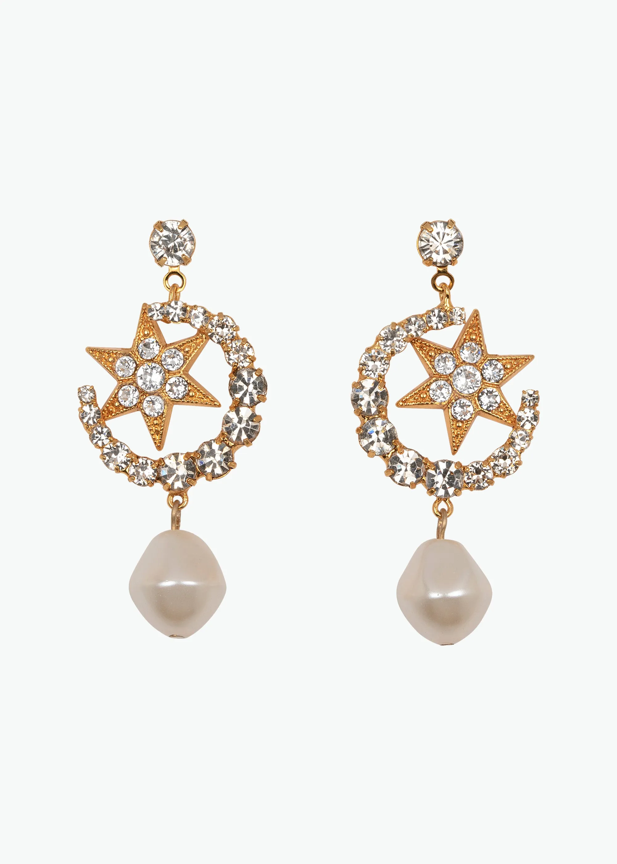Kepler Earrings -- Crystal Antique Gold