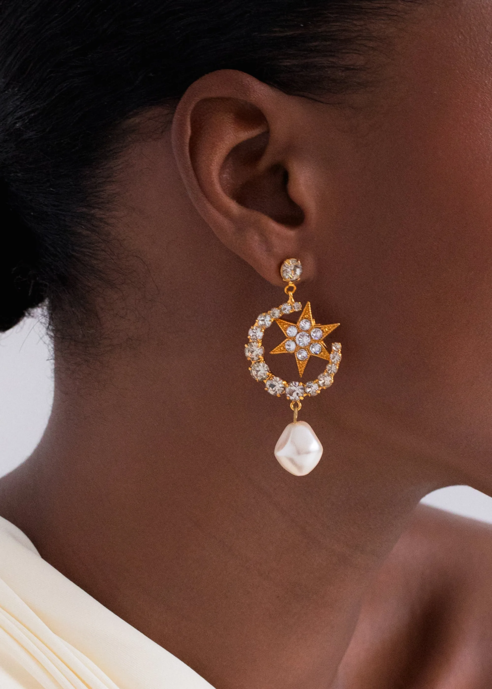 Kepler Earrings -- Crystal Antique Gold