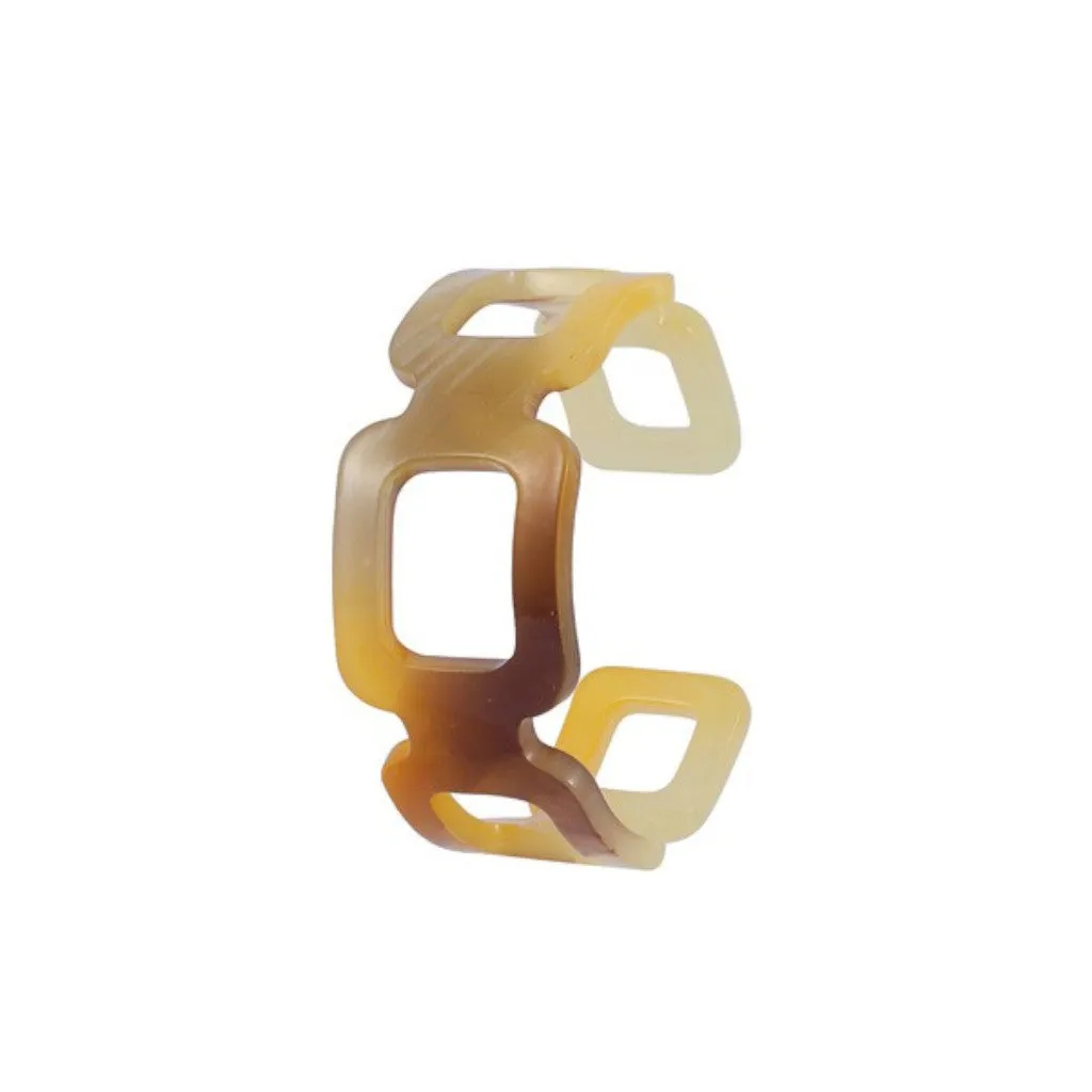 Linked Squared Marbled Resin Cuff Acrylic Bracelets