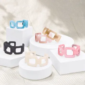 Linked Squared Marbled Resin Cuff Acrylic Bracelets