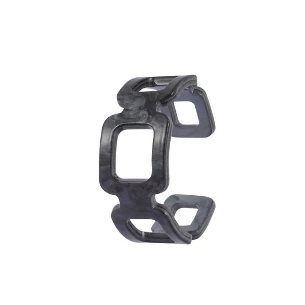 Linked Squared Marbled Resin Cuff Acrylic Bracelets
