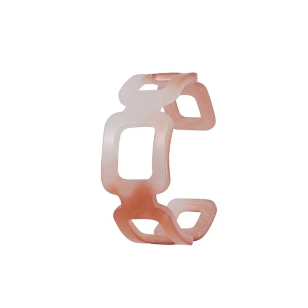 Linked Squared Marbled Resin Cuff Acrylic Bracelets