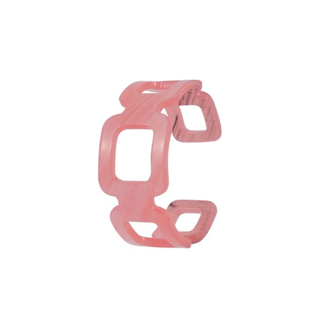 Linked Squared Marbled Resin Cuff Acrylic Bracelets