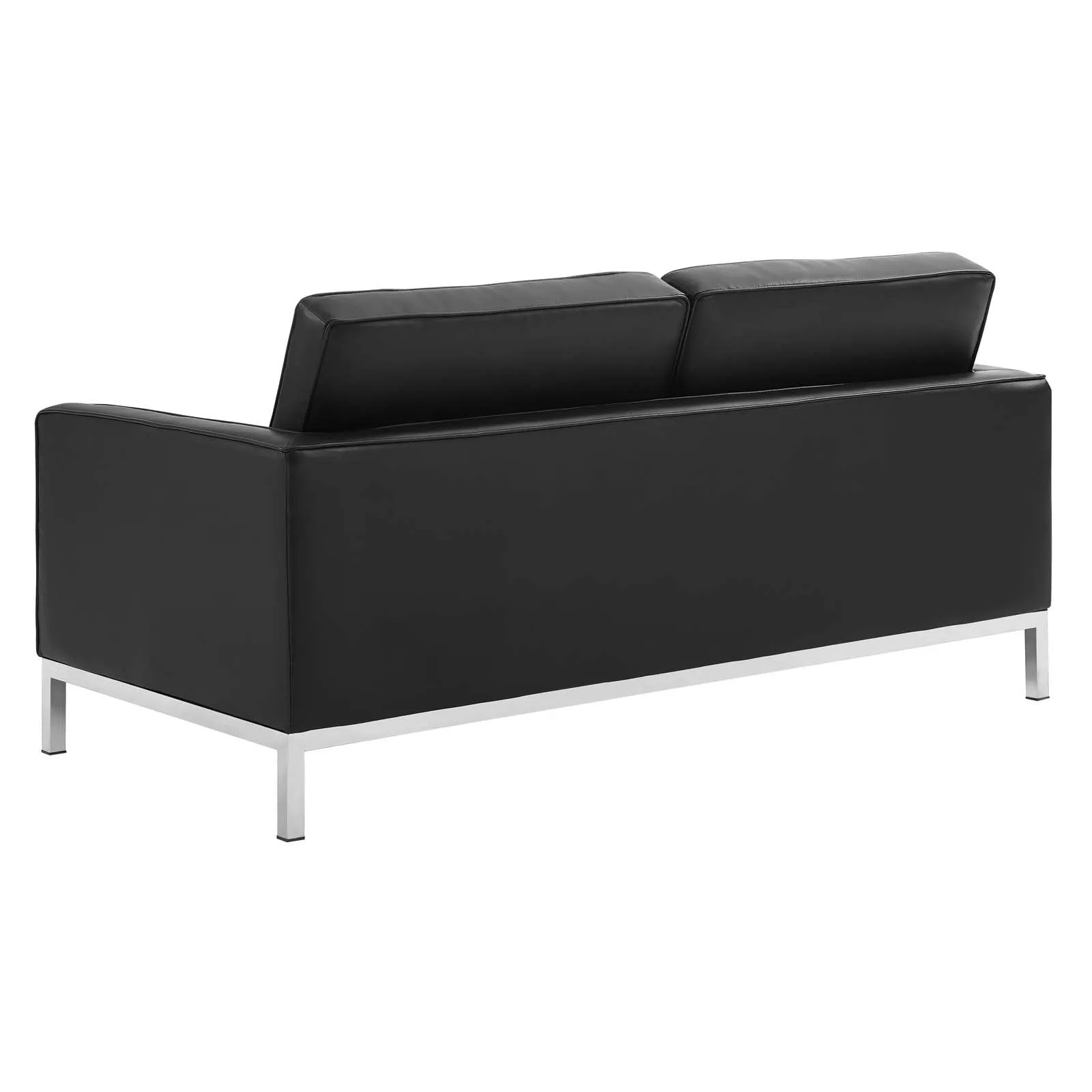 Loft Tufted Upholstered Faux Leather Sofa and Loveseat Set