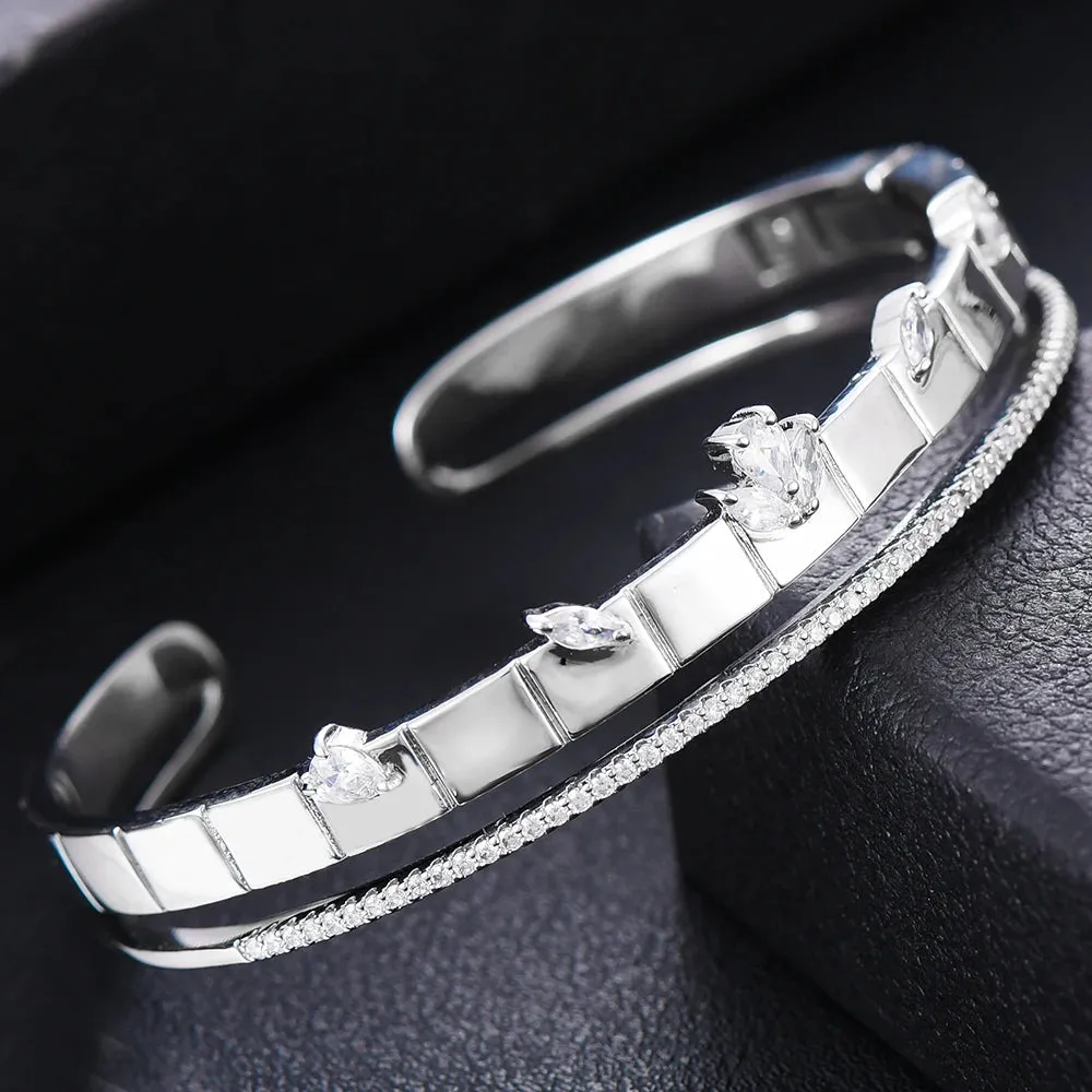Luxury Trendy Bangle Rings Luxury Disco Stackable Jewelry Set For Women