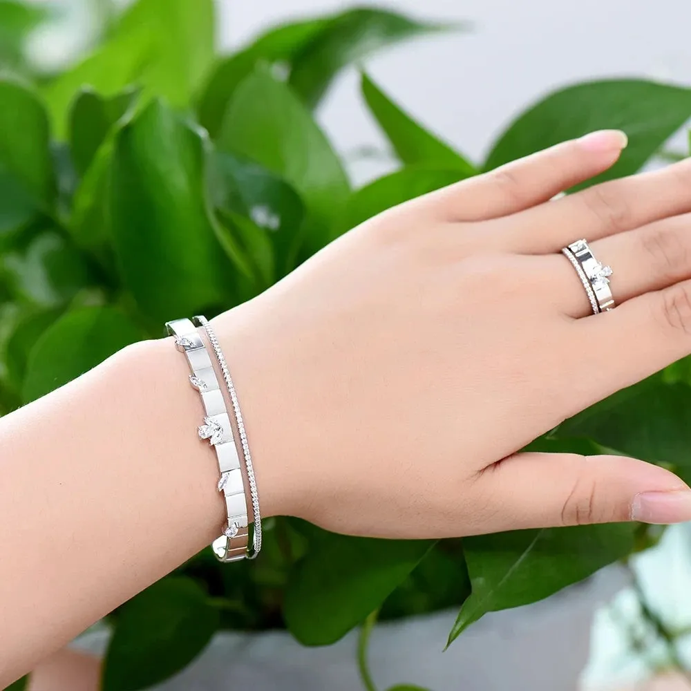 Luxury Trendy Bangle Rings Luxury Disco Stackable Jewelry Set For Women