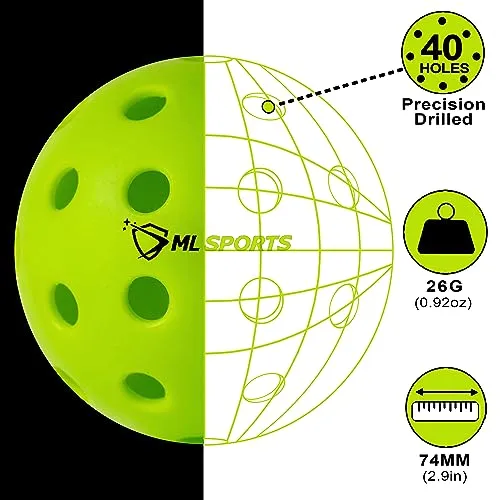 Marc Logan Sports High-Performance Outdoor Pickleball Balls - Durable & Long-Lasting Pickle Ball for Pickleball Training and as Pickleball Gift for Professionals, Beginners & Every Player in-Between