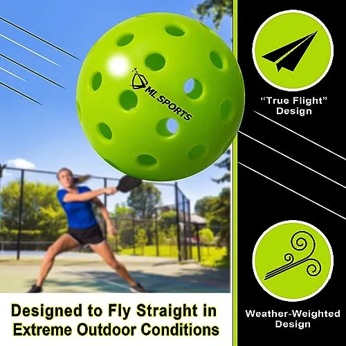 Marc Logan Sports High-Performance Outdoor Pickleball Balls - Durable & Long-Lasting Pickle Ball for Pickleball Training and as Pickleball Gift for Professionals, Beginners & Every Player in-Between