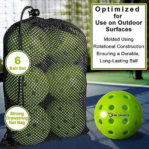Marc Logan Sports High-Performance Outdoor Pickleball Balls - Durable & Long-Lasting Pickle Ball for Pickleball Training and as Pickleball Gift for Professionals, Beginners & Every Player in-Between
