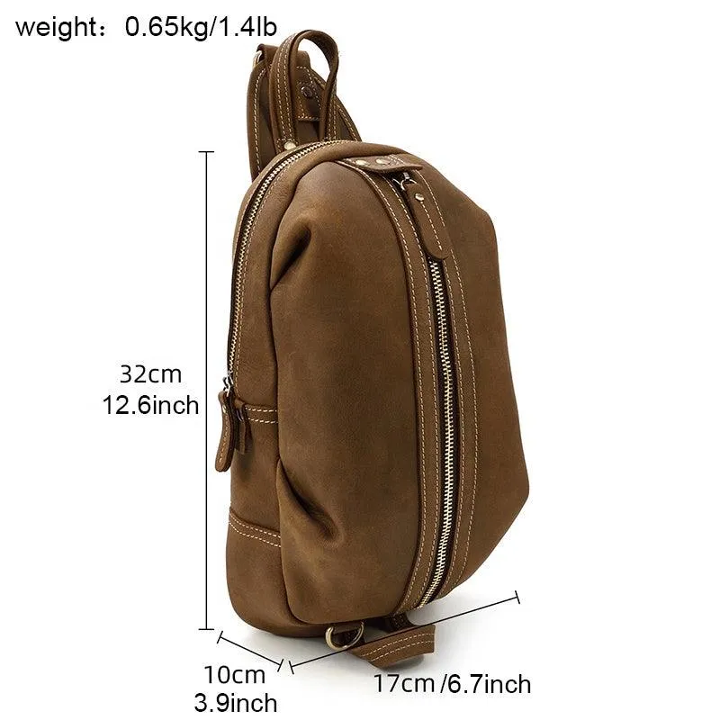 Men's Genuine Leather Retro Sling Bag