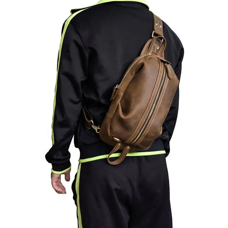 Men's Genuine Leather Retro Sling Bag