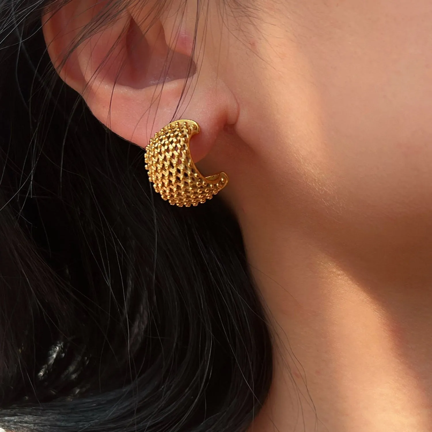 Mesh Half Hoop Earrings