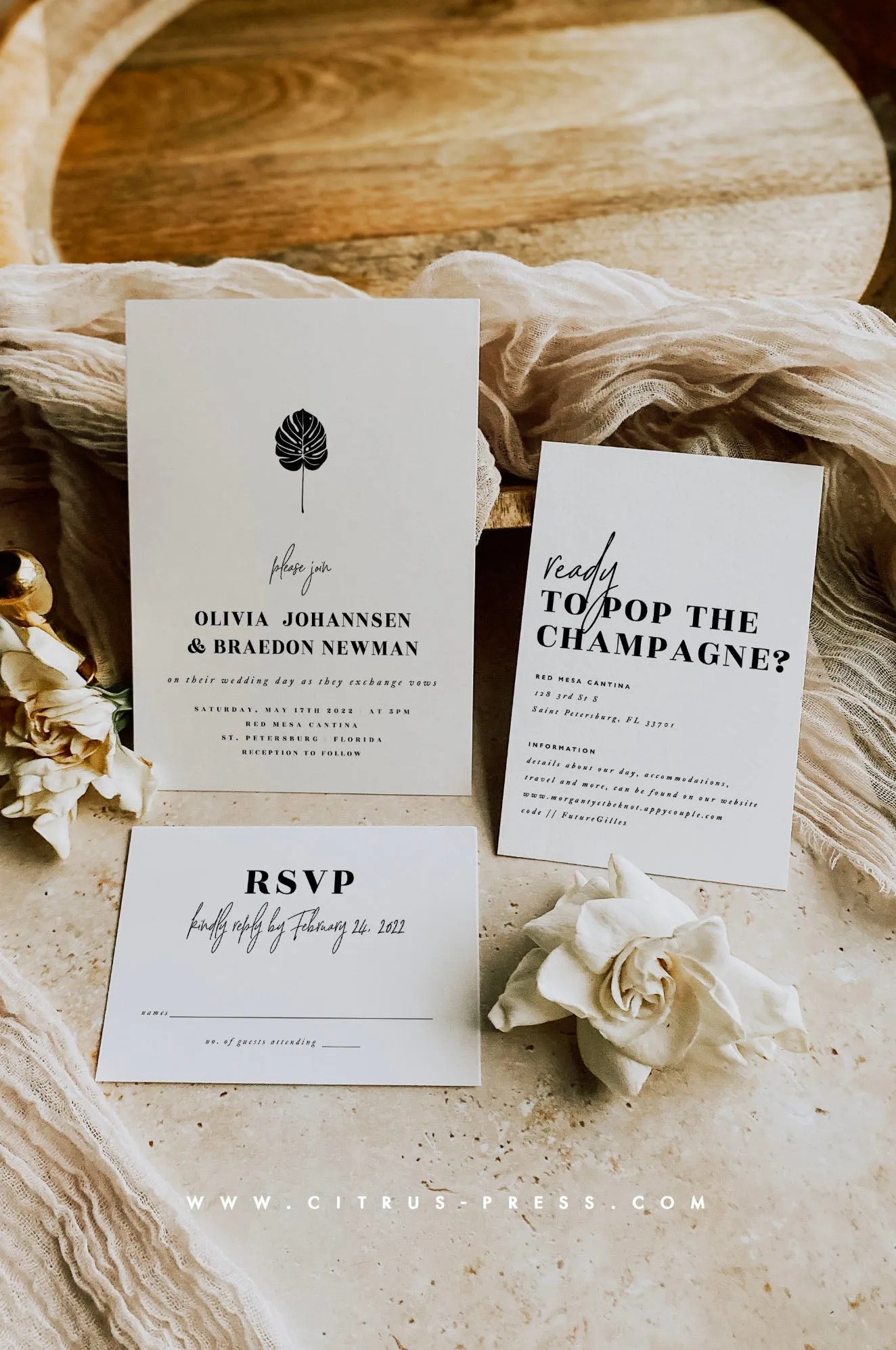 Minimalist Tropical Wedding Enclosure Card | Olivia