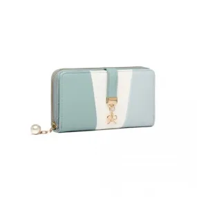 Miss Lulu Tri Colour Women's Leather Look Purse - Light Blue | Stylish & Spacious