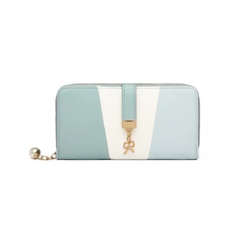 Miss Lulu Tri Colour Women's Leather Look Purse - Light Blue | Stylish & Spacious