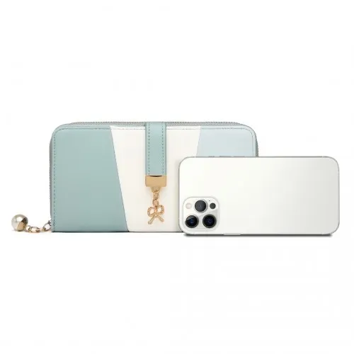 Miss Lulu Tri Colour Women's Leather Look Purse - Light Blue | Stylish & Spacious