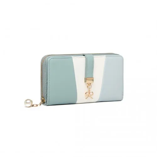 Miss Lulu Tri Colour Women's Leather Look Purse - Light Blue | Stylish & Spacious