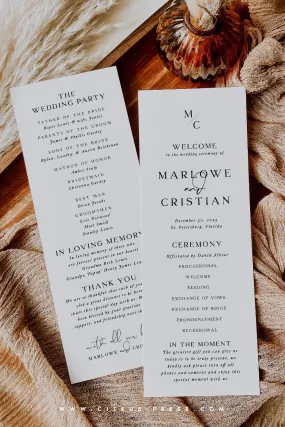 Modern Minimal Wedding Ceremony Program | Marlowe