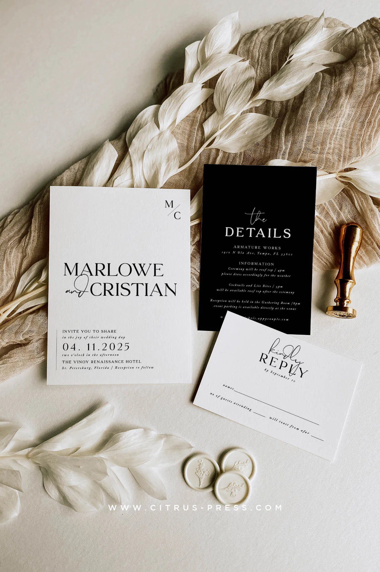 Modern Minimal Wedding Invitation | Marlowe