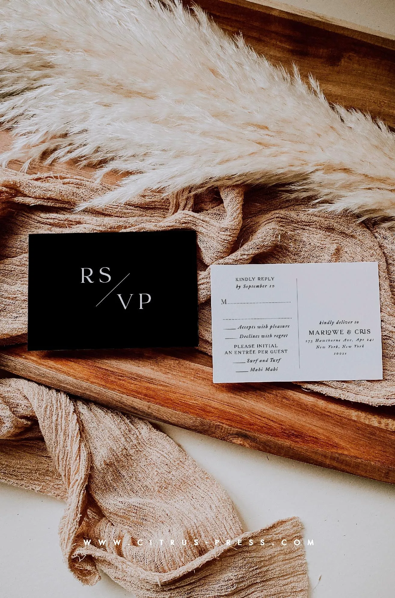 Modern Minimal Wedding Invitation RSVP Postcard | Marlowe