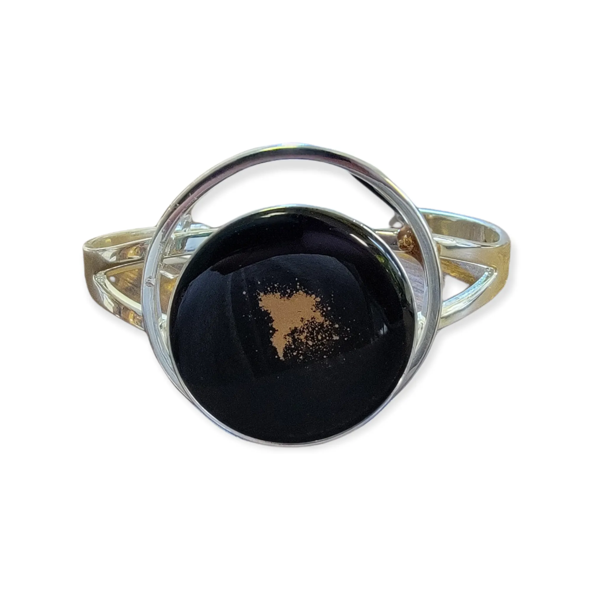 Modern  Sterling Resin Art Statement Cuff