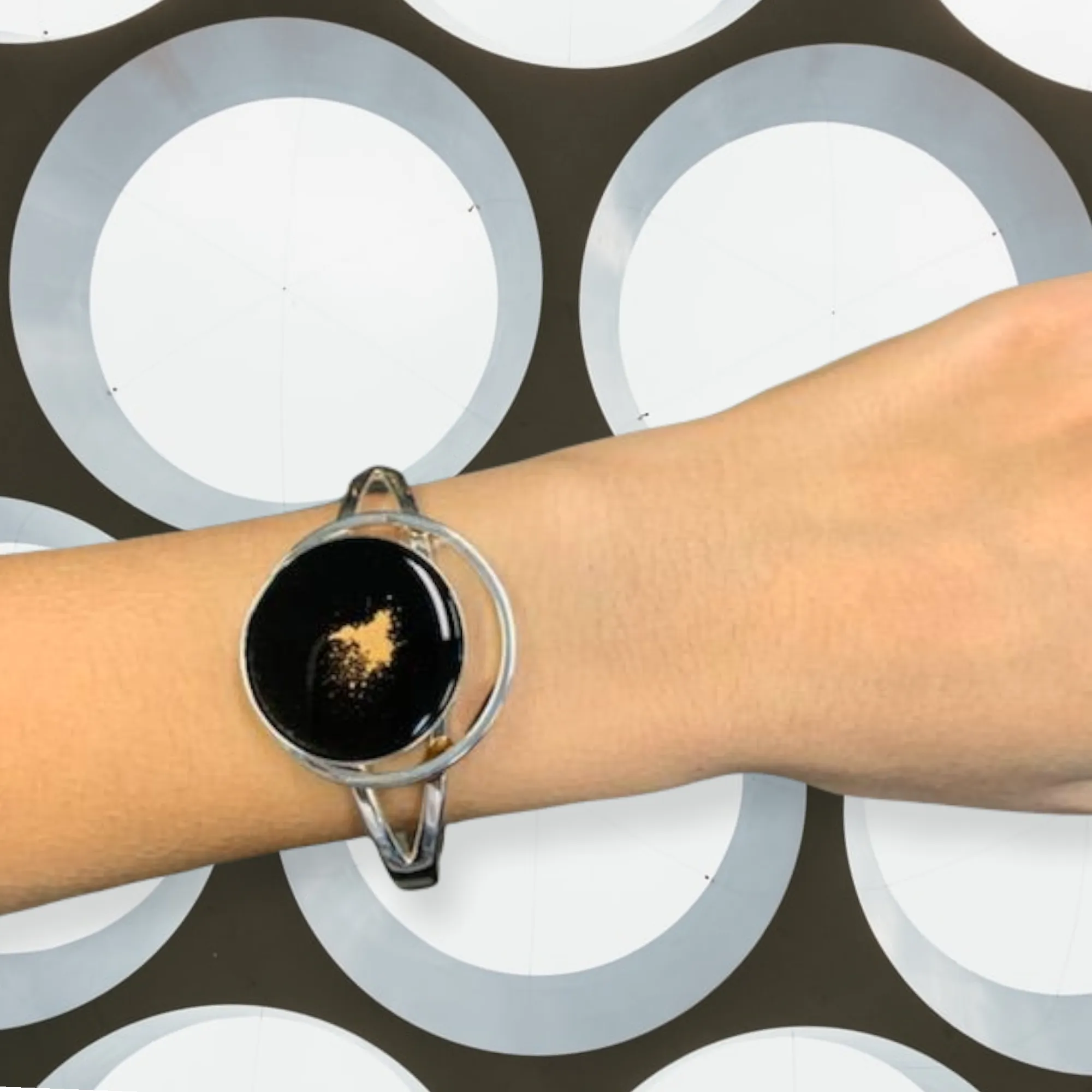 Modern  Sterling Resin Art Statement Cuff