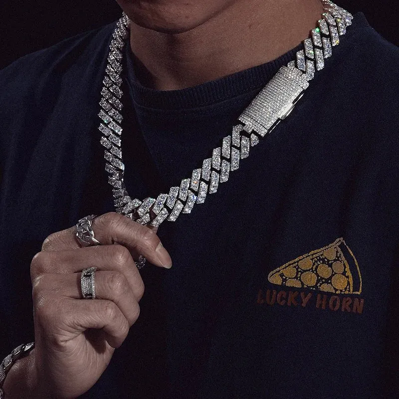 Moissanite 20mm Cuban Chain Necklace