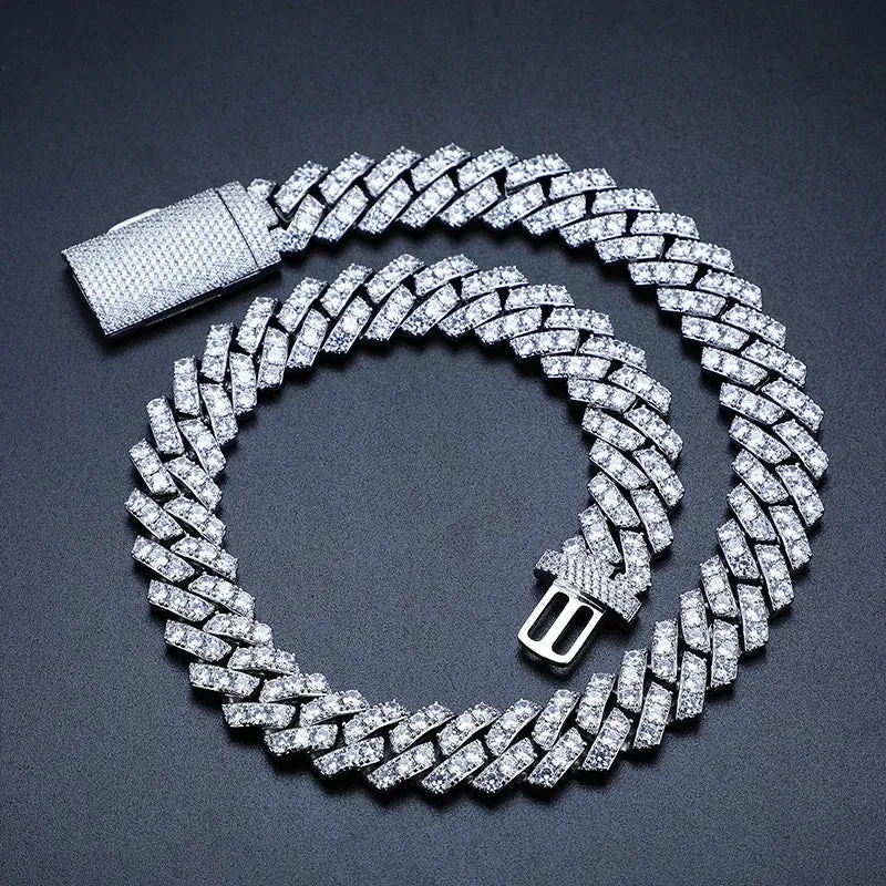 Moissanite 20mm Cuban Chain Necklace