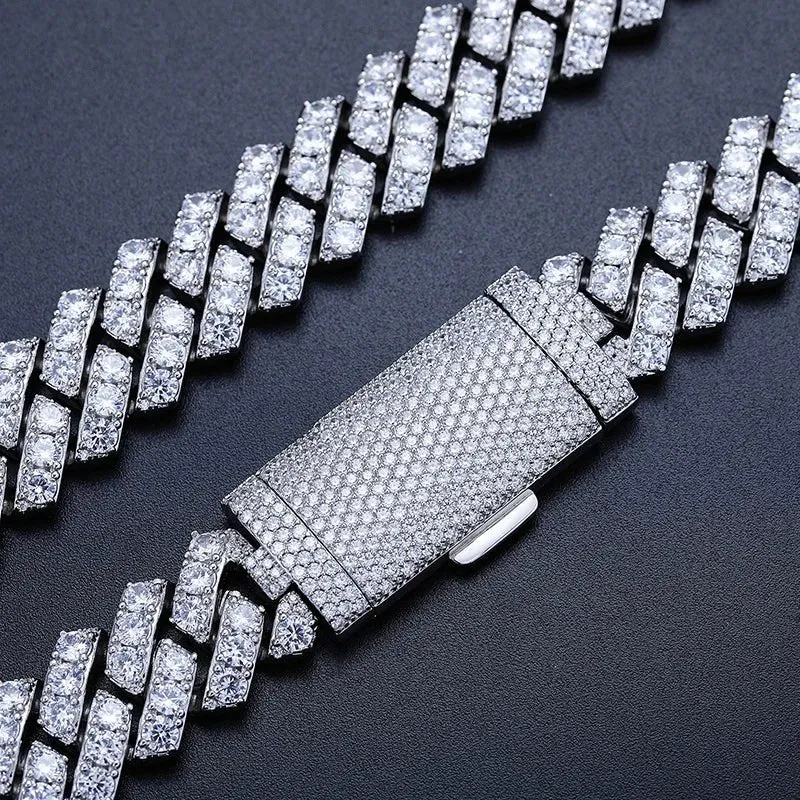 Moissanite 20mm Cuban Chain Necklace