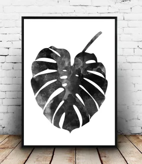 Monstera poster, watercolor print, botanical art
