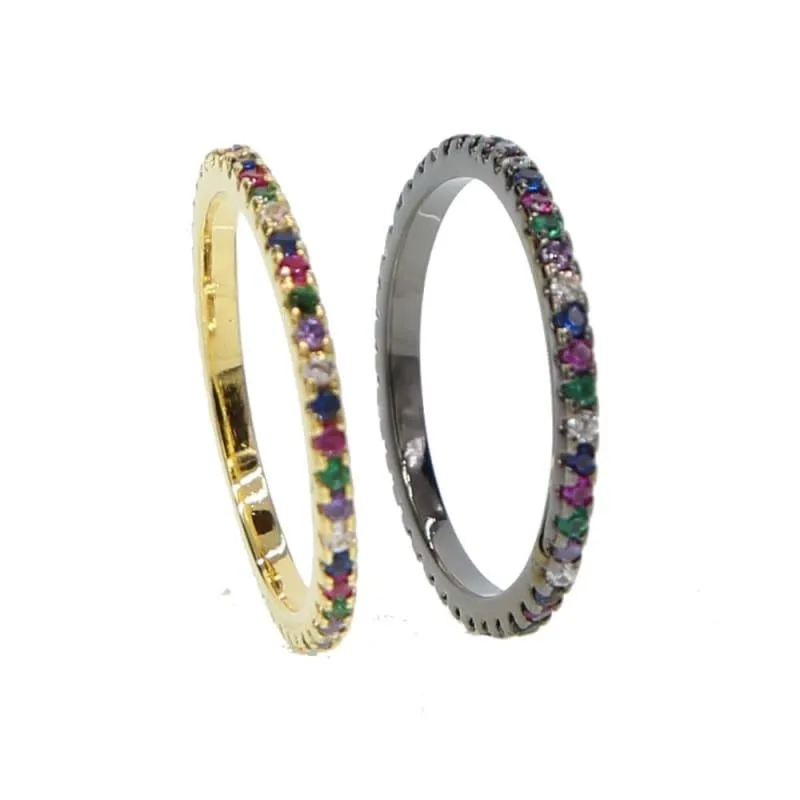Multi Color Eternity CZ Stackable Ring
