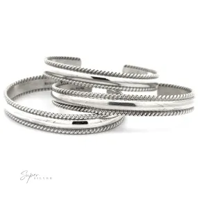 Native American Handmade Silver Rope Cuff