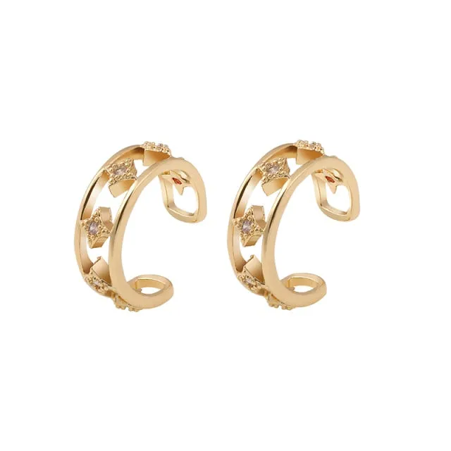 New Arrival Multicolor CZ Crystal Ear Cuff Stackable C Shaped Ear Clips