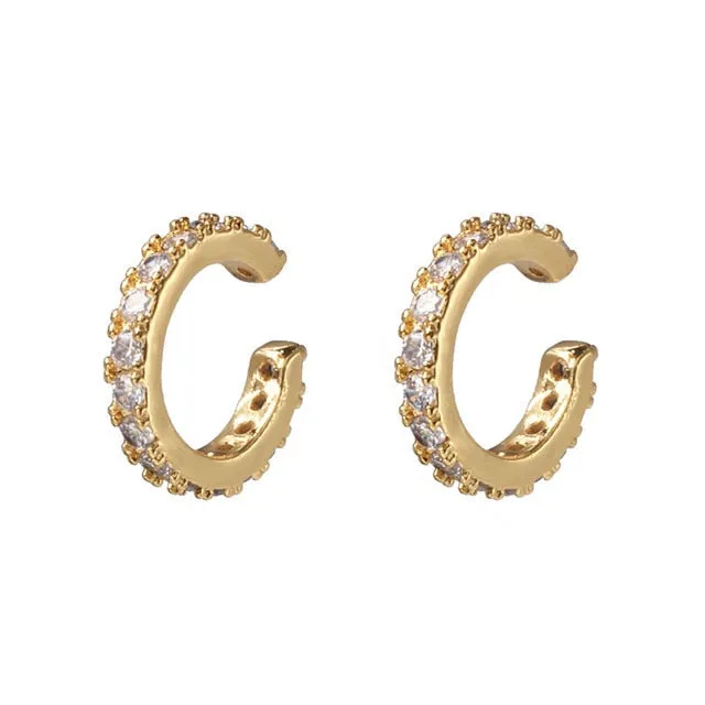 New Arrival Multicolor CZ Crystal Ear Cuff Stackable C Shaped Ear Clips