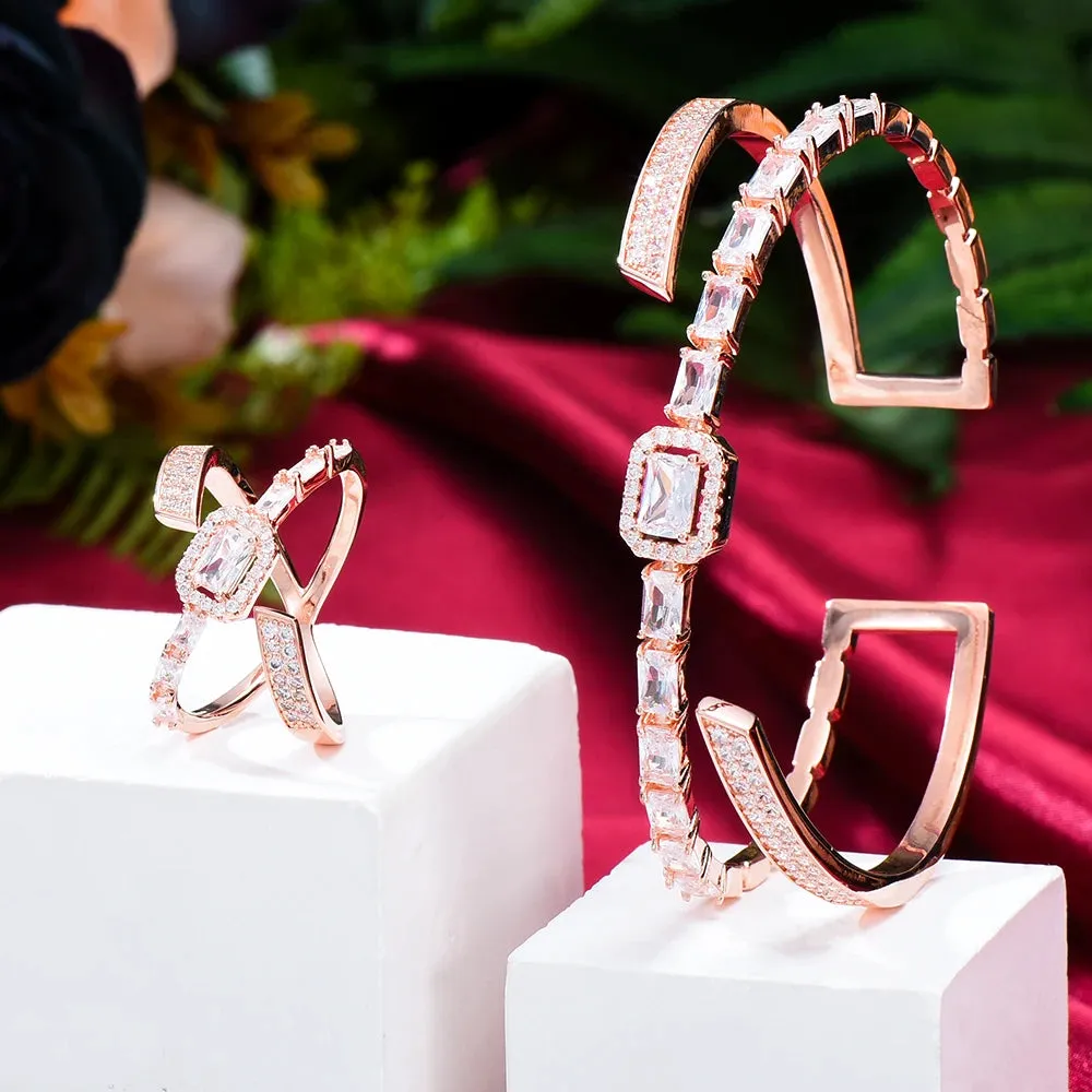 New Trendy Stackable Sparkly Bangle Ring Set Mix Match For Women