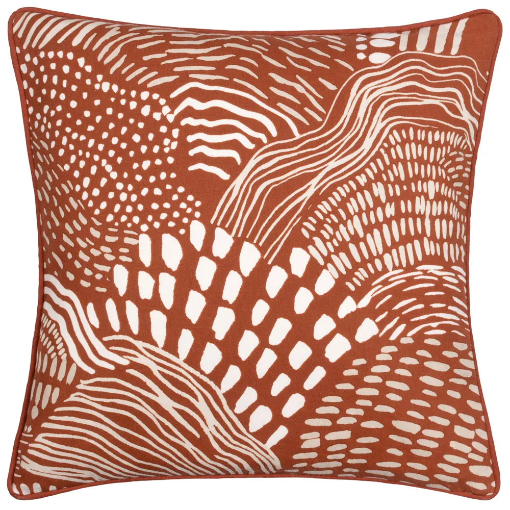 Nola Abstract Piped Cushion Chestnut