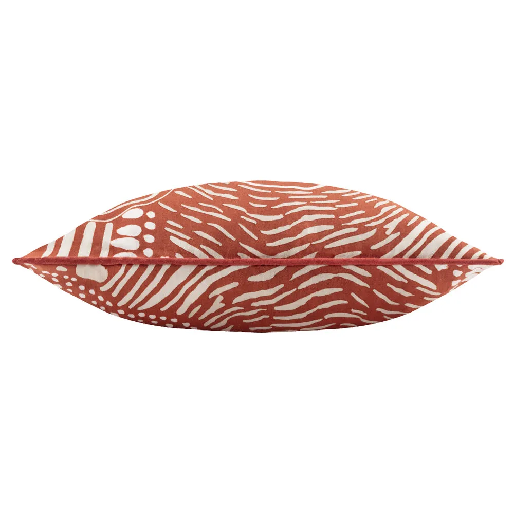 Nola Abstract Piped Cushion Chestnut