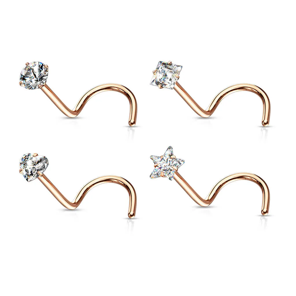 Nose Screw Set Zirconia Silver, 4  pieces