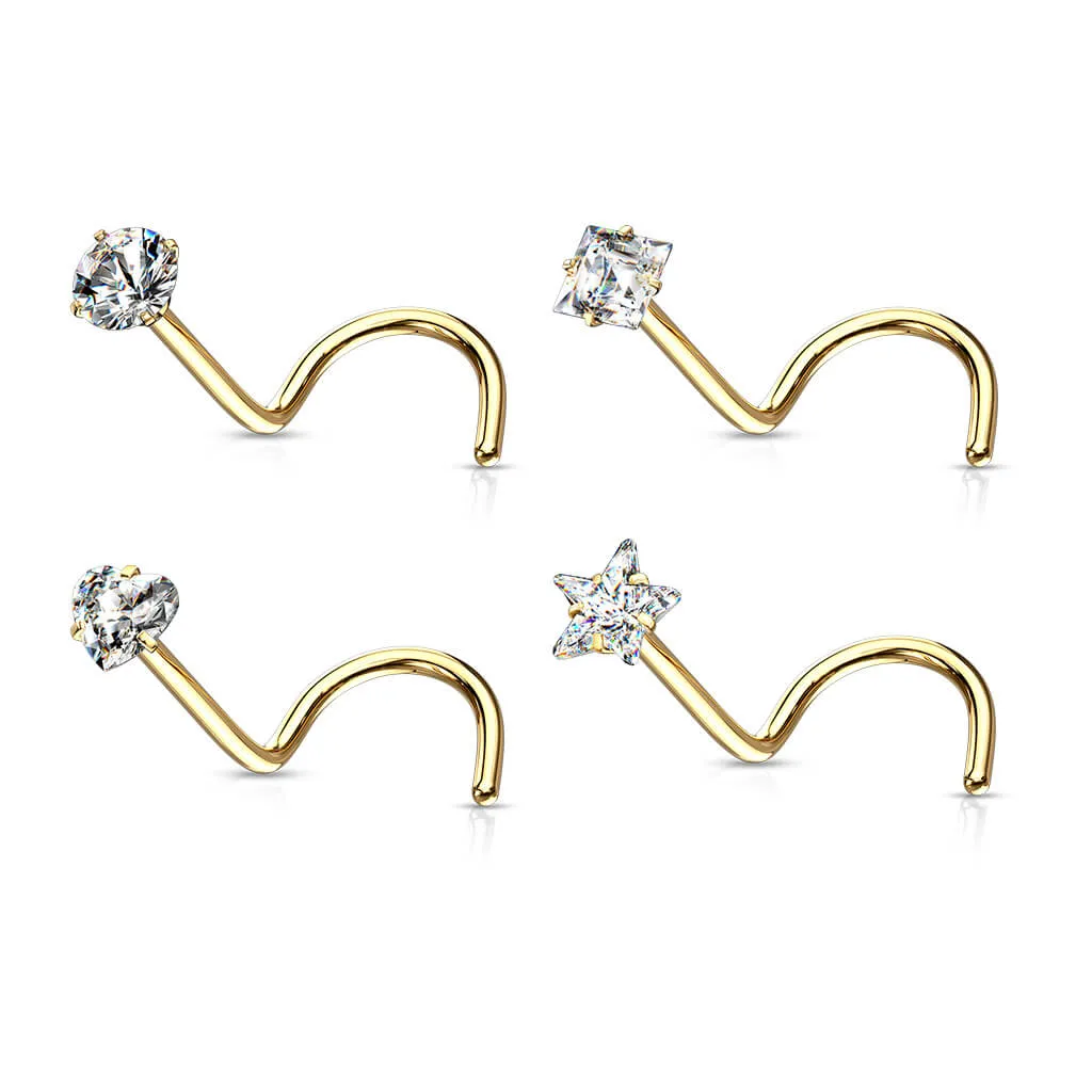 Nose Screw Set Zirconia Silver, 4  pieces