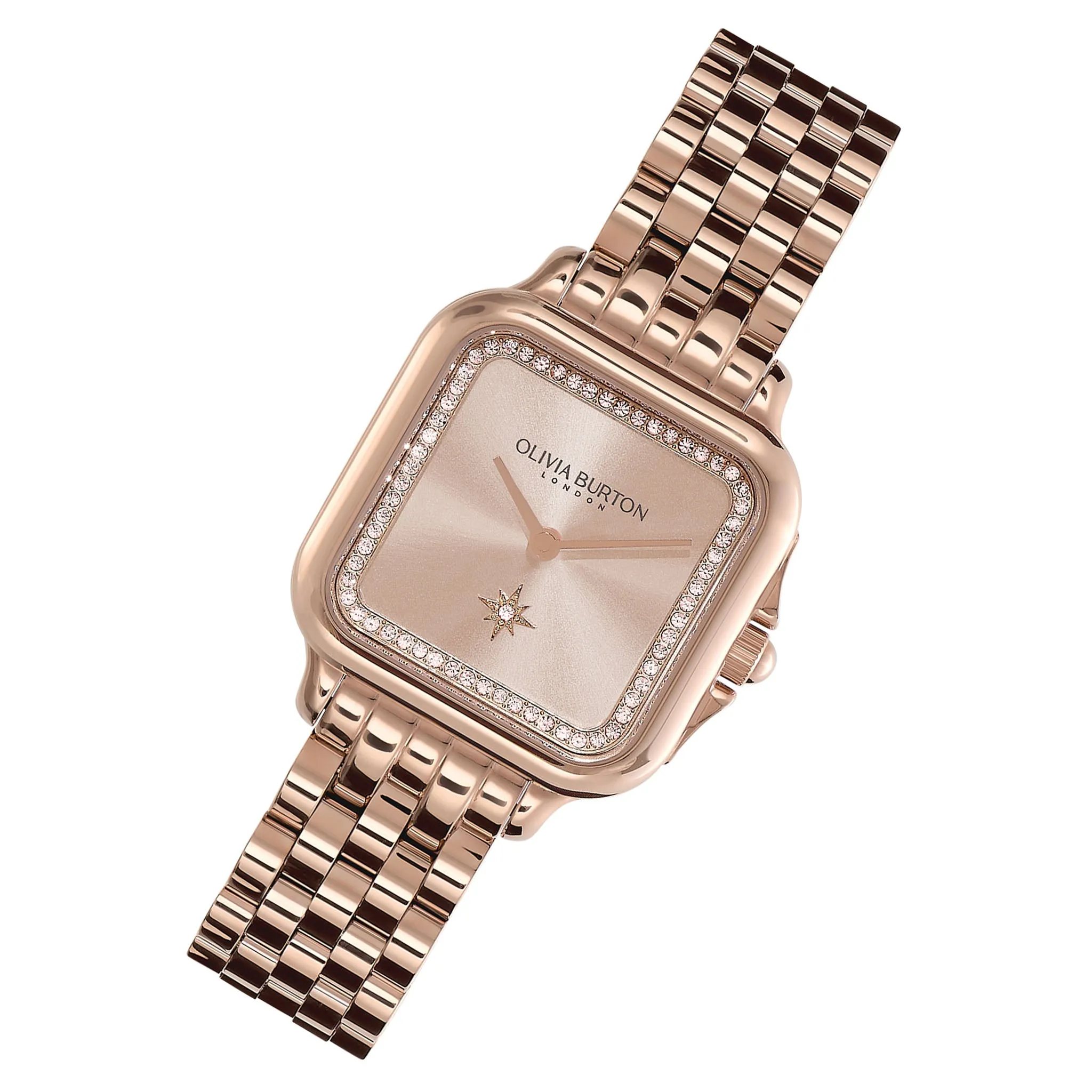 Olivia Burton Carnation Gold Steel Blush Sunray Dial Women's Watch - 24000085
