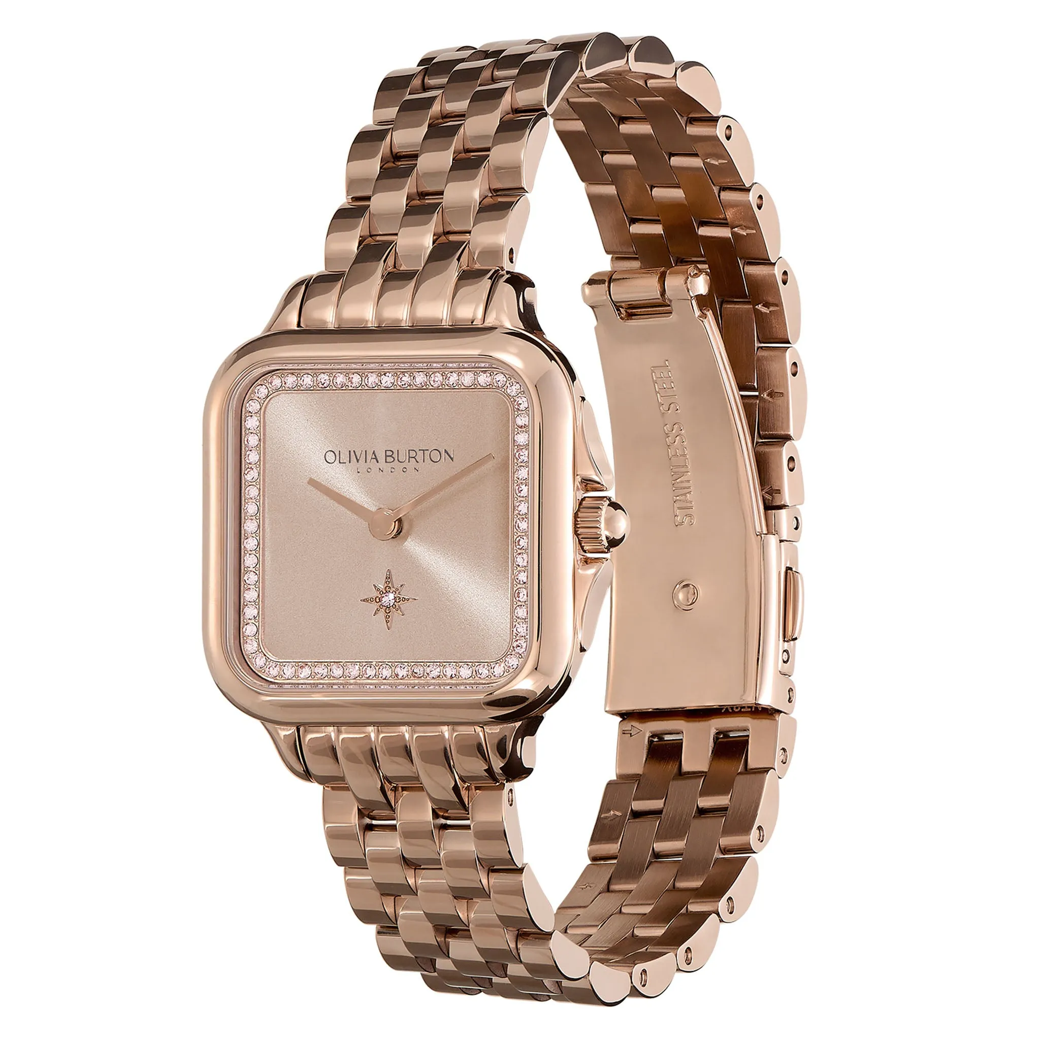 Olivia Burton Carnation Gold Steel Blush Sunray Dial Women's Watch - 24000085