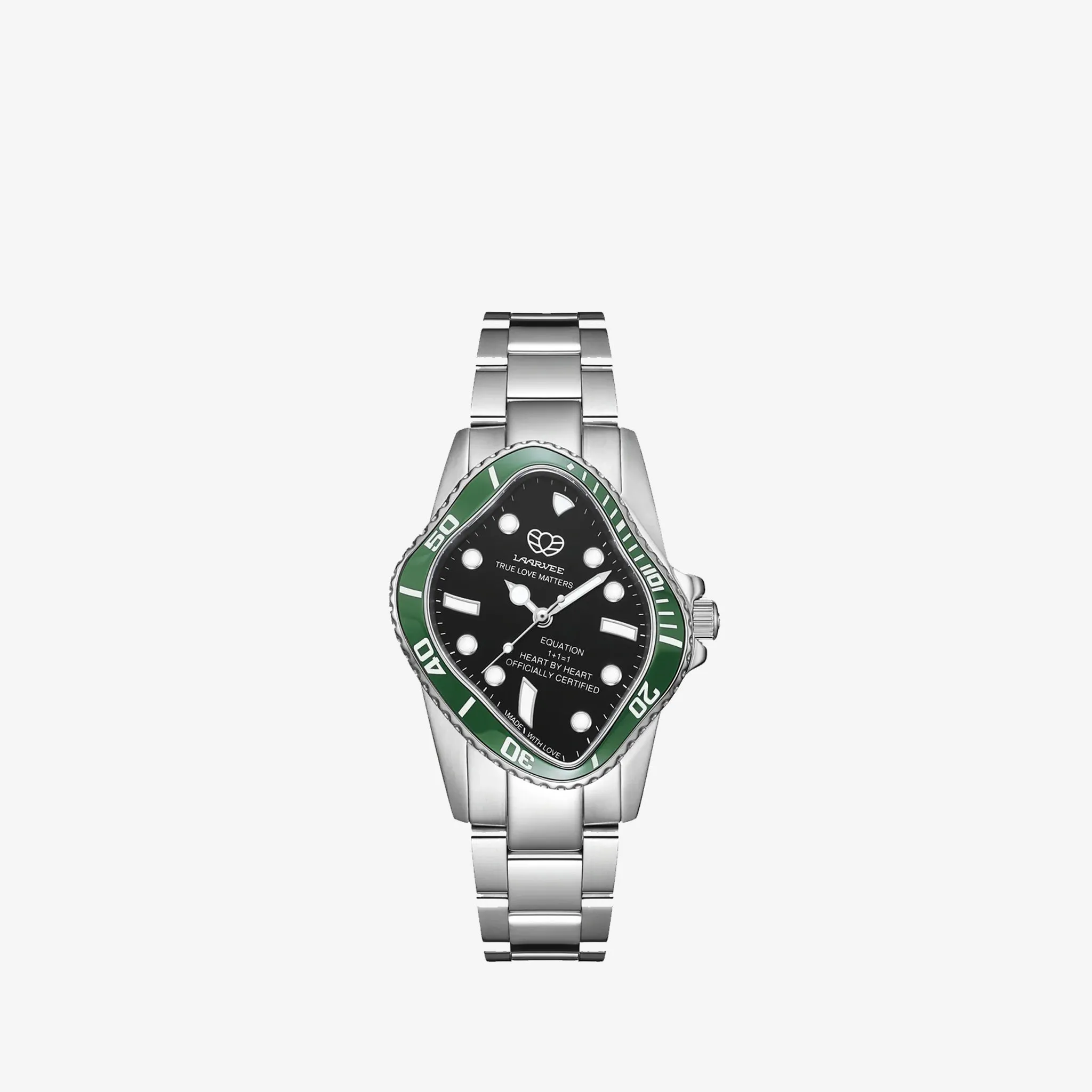 PEA101 Silver Precision Steel | Green Bezel | Black Dial 32mm