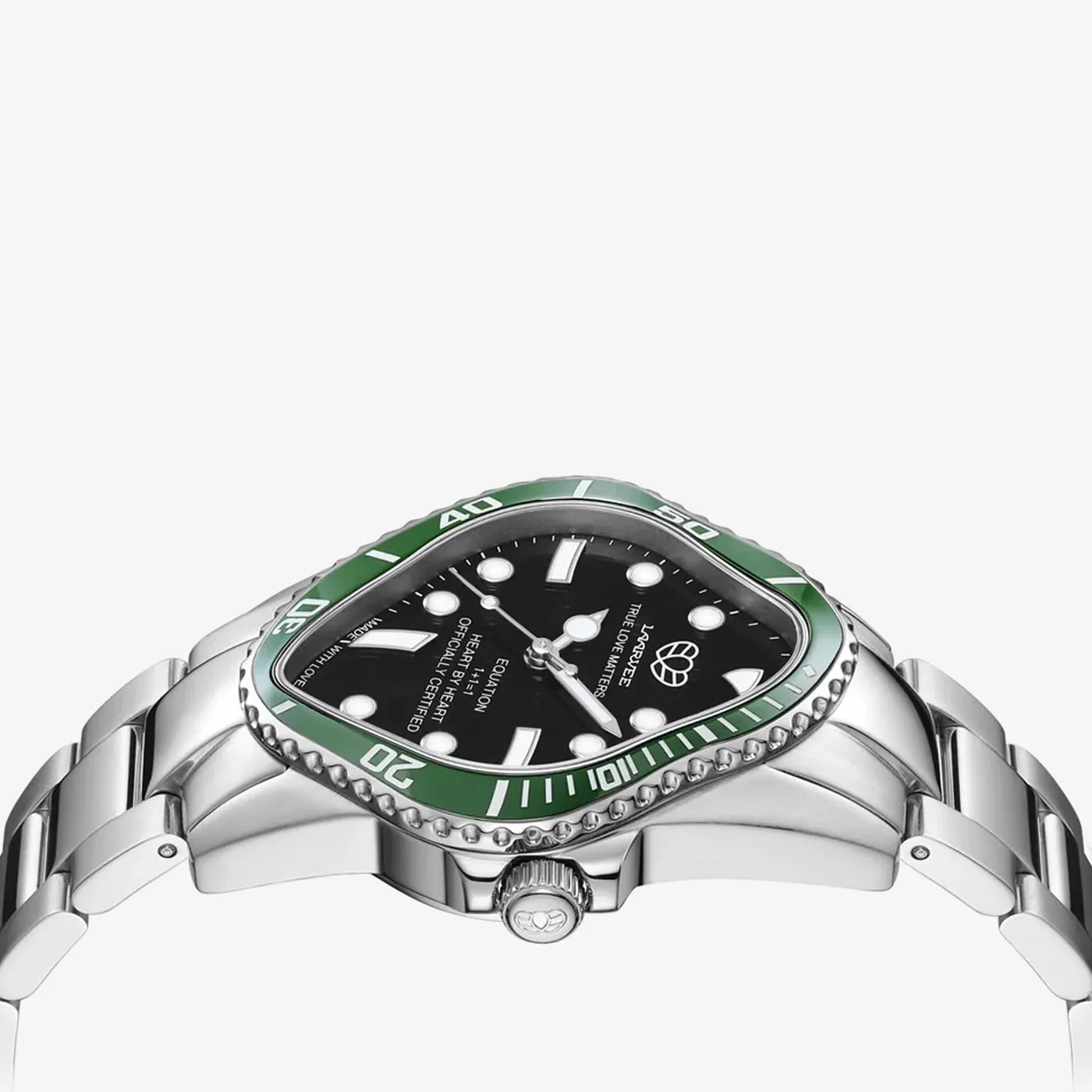 PEA101 Silver Precision Steel | Green Bezel | Black Dial 32mm